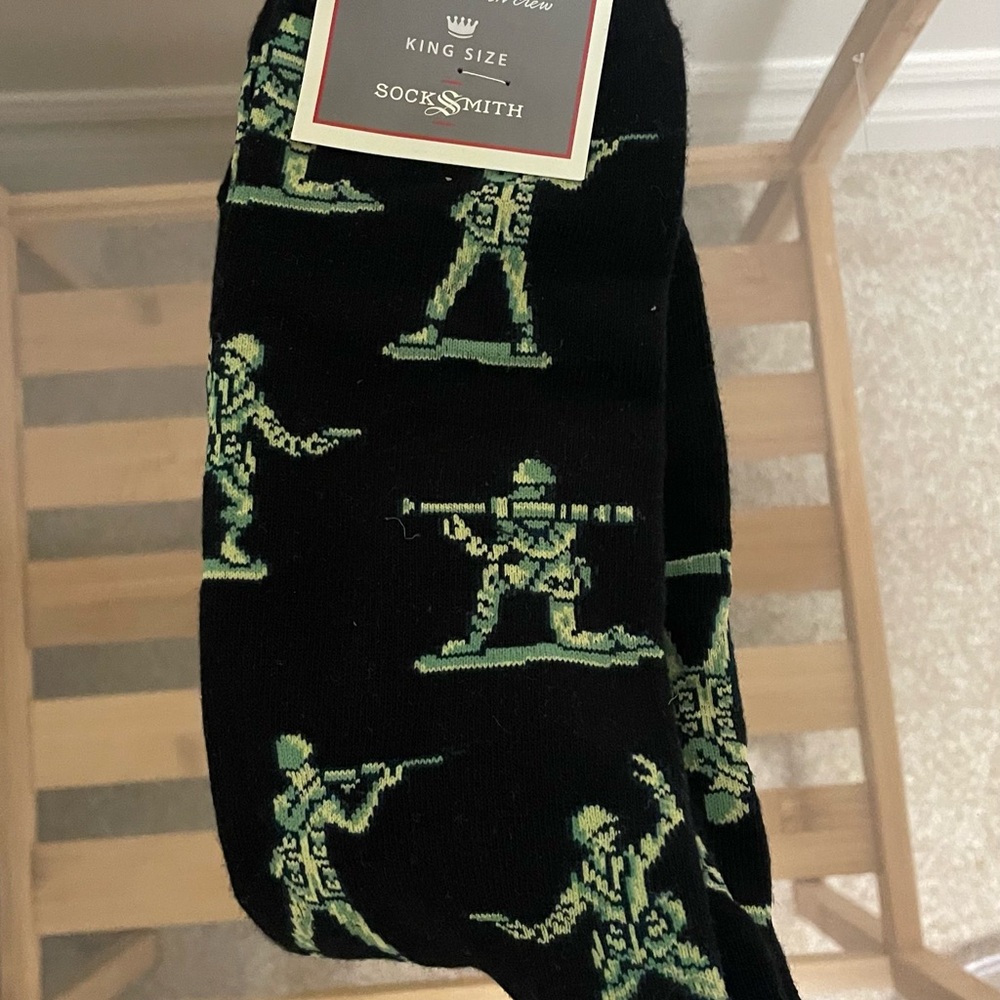 Black and Green Casual Socks with Toy Soldier Design